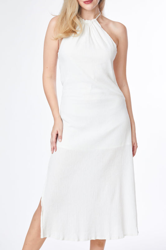 Halter Side Slit Midi Dress