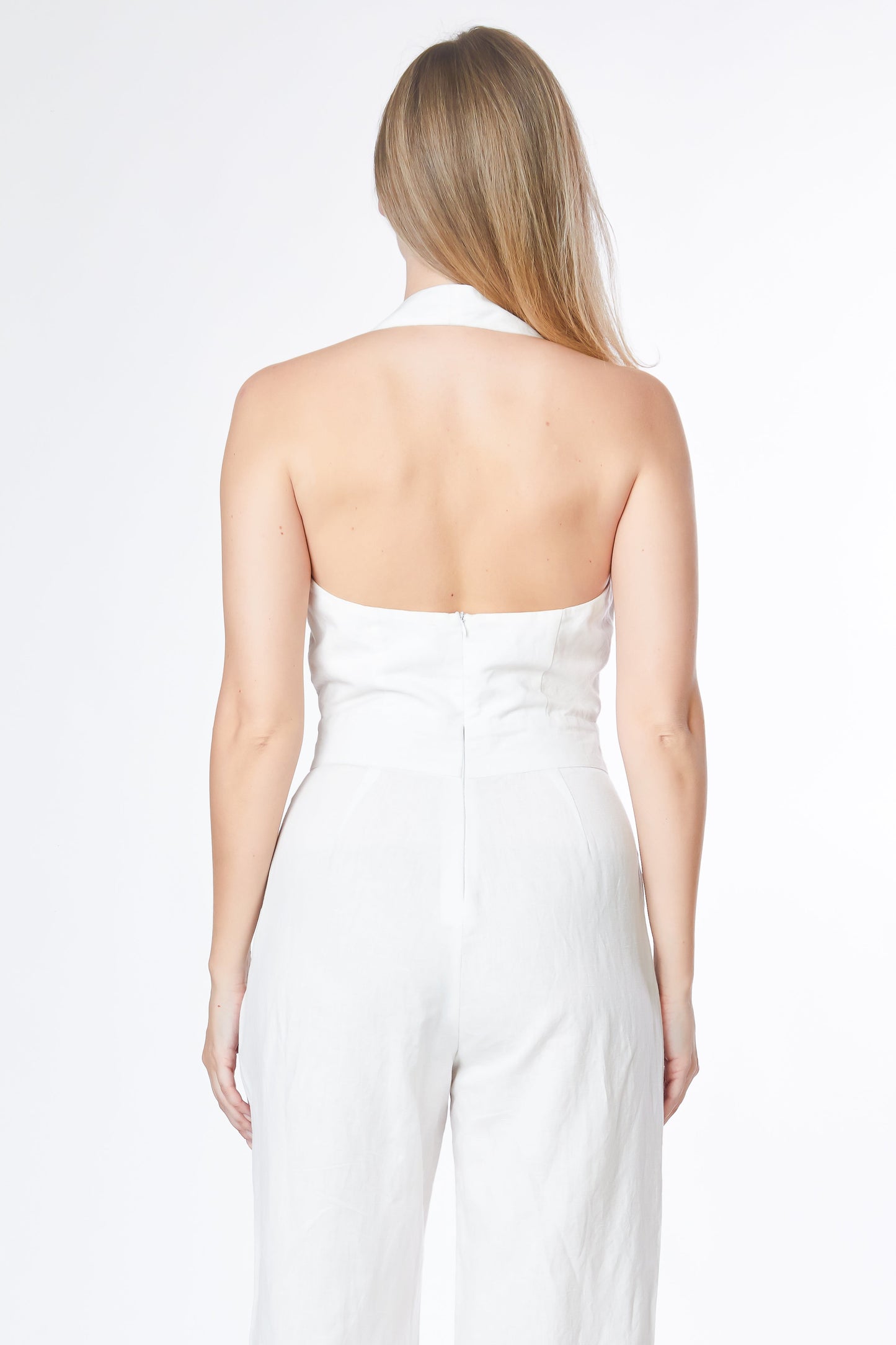 Deep Cut V Neck Flare Leg Jumpsuit