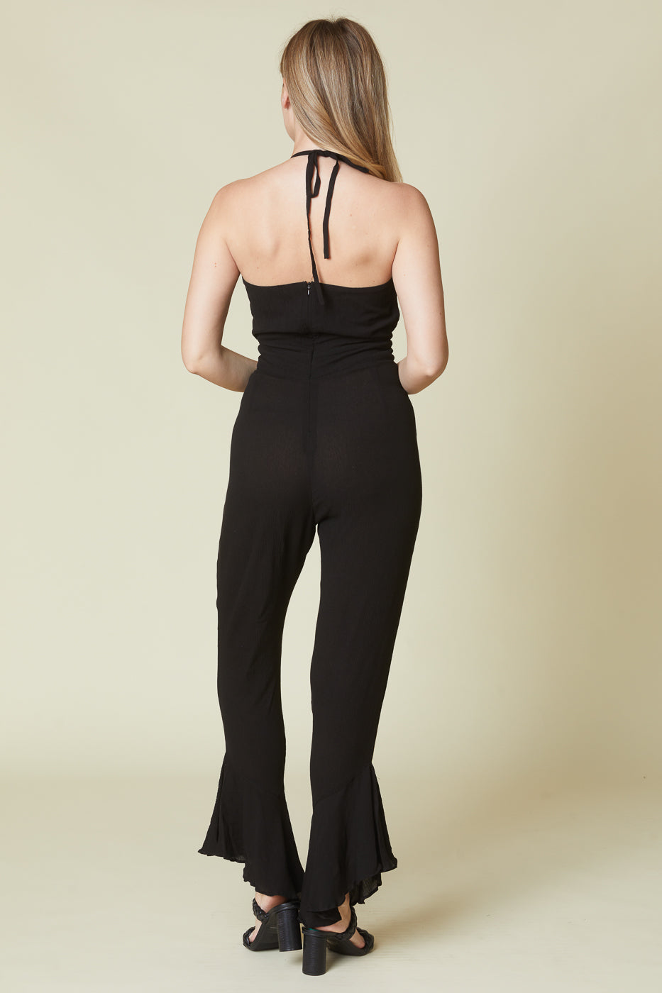 Halter Ruffle Leg Jumpsuit